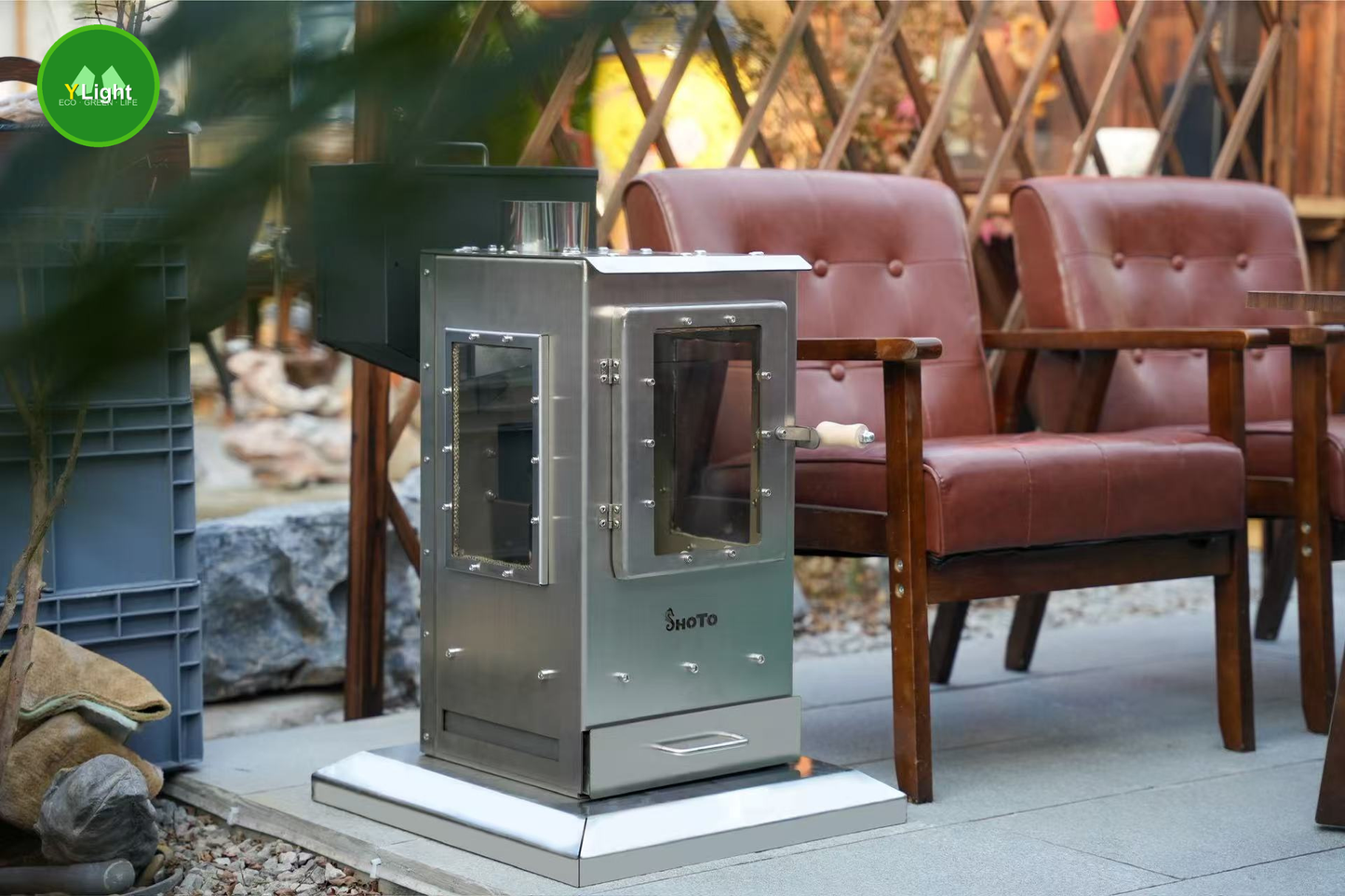 SHOTO A Series Non-Electric Biomass Pellet Stove with Fuel Hopper-stainless steel