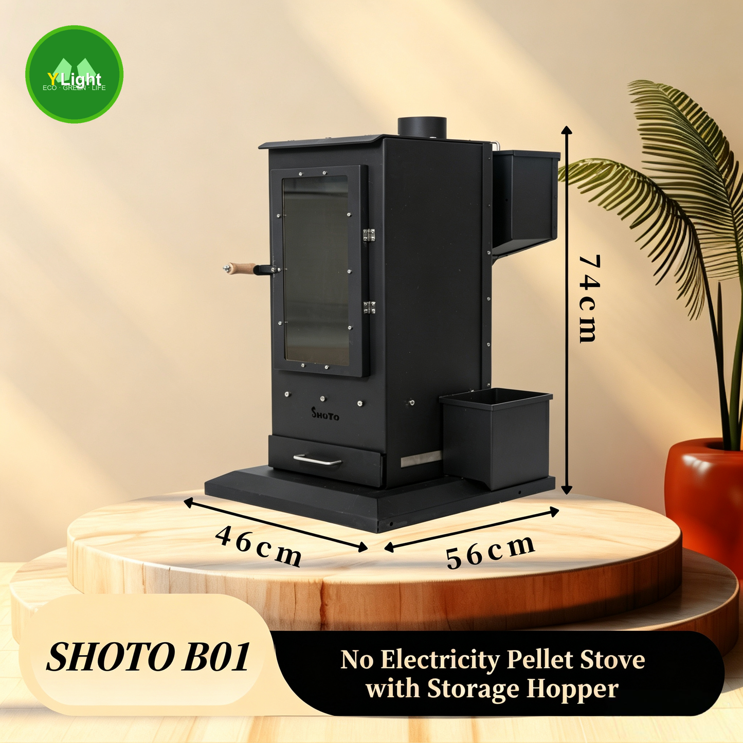 SHOTO B Series Non-Electric Biomass Pellet Stove-carbon steel