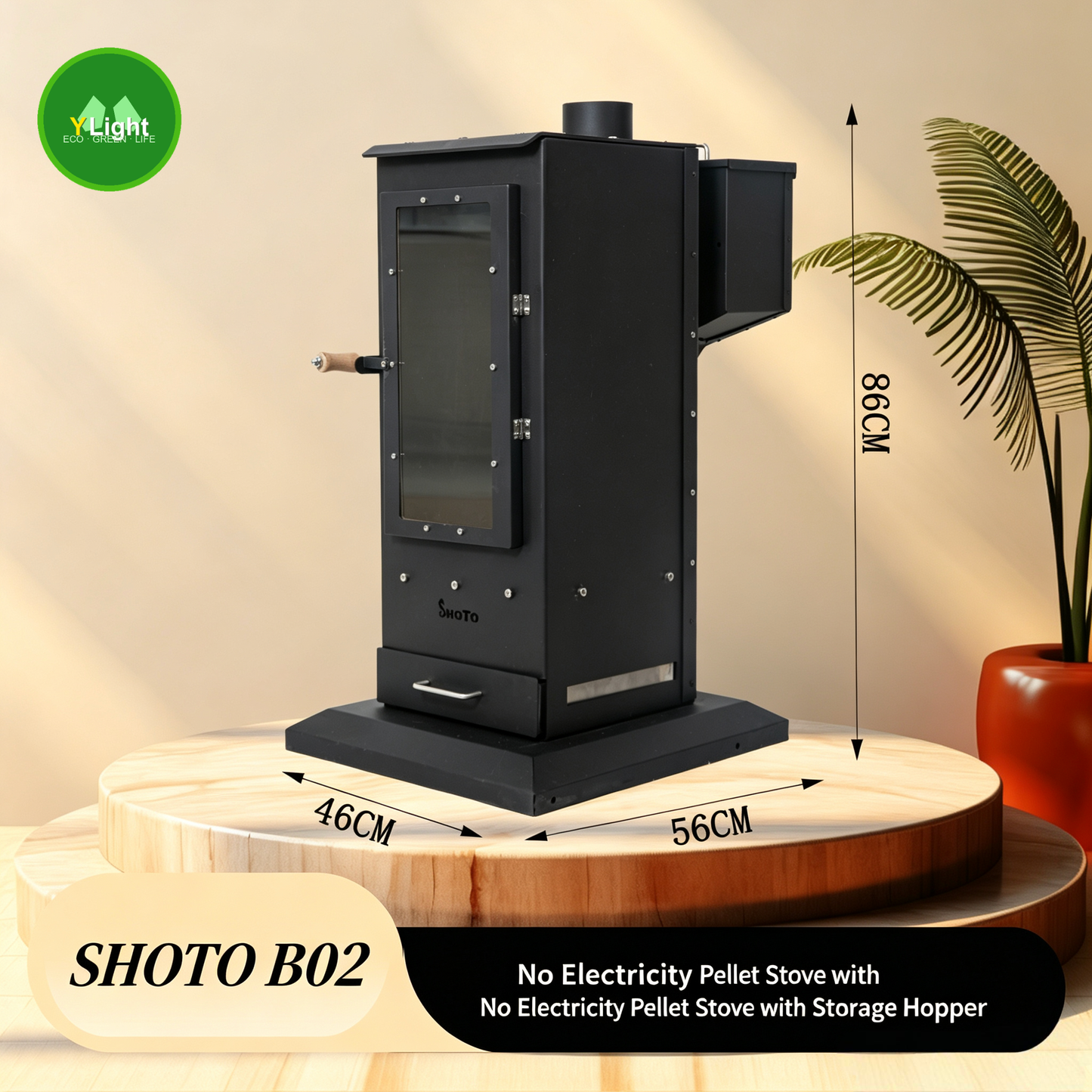 SHOTO B Series Non-Electric Biomass Pellet Stove-carbon steel