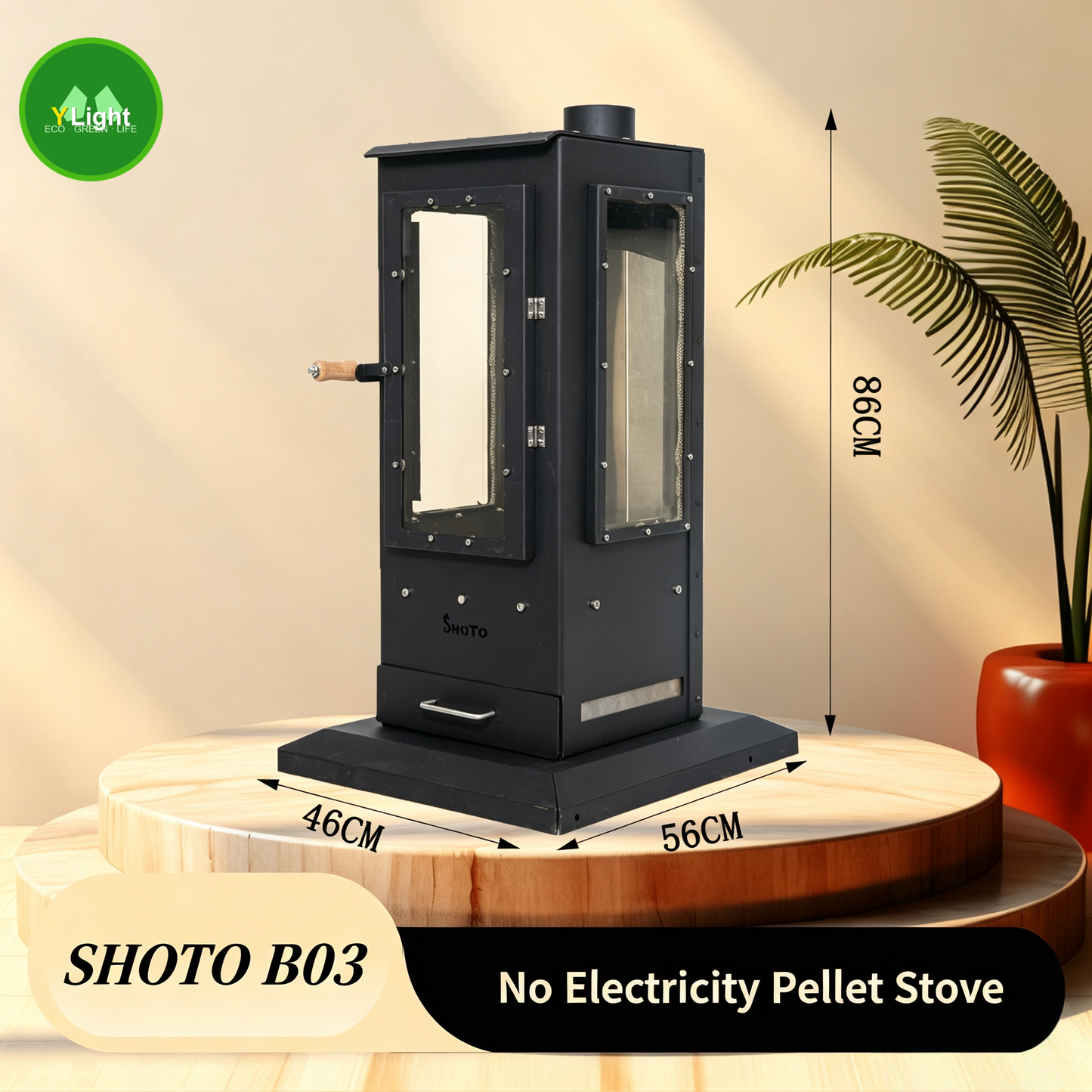 SHOTO B Series Non-Electric Biomass Pellet Stove-carbon steel